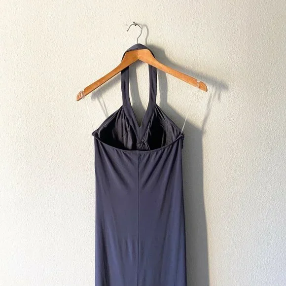 Spense gray maxi halter jeweled sleeveless dress size 8 stretchy - Picture 6 of 8